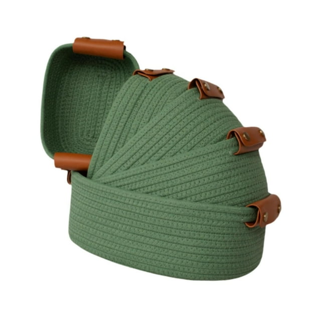 5x cestas tejidas, cesta de cuerda de algodón, organizador, contenedores de almacenamiento decorativos, cestas de estante, cesta de artículos diversos Verde