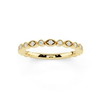 1/5 Ct Moissanite Wedding Band for Women 14K Yellow Gold Plated S925 Silver Stackable Ring D Color VVS1 Size 7