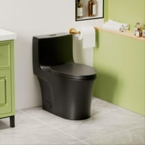 One-Piece Toilet,1.1/1.6 GPF Elongated Modern Toilet,Soft Closing Seat,Siphonic S-trap,Matte Black