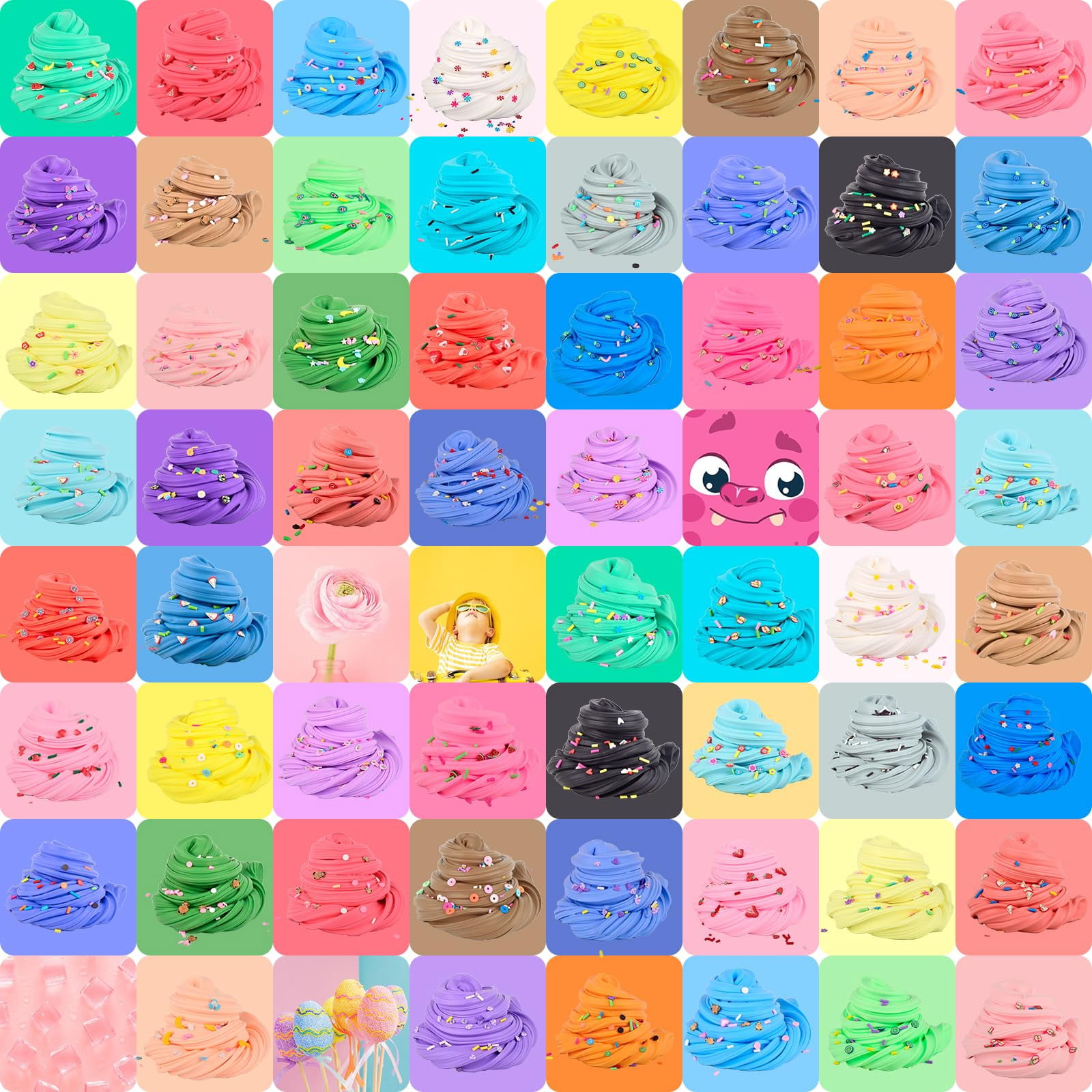 58 Pack Mini Easter Slimes kit, Butter Slime Party Favors, Slime Bulk Toy for Classroom Prizes, Goodie Bag Stuffers for Kids Boys Girls, Ideal Birthday Easter Filling Gifts