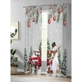 thumbnail image 4 of Christmas Truck Snowman Sheer Curtains 108 Inch Long 2 Panels, Xmas Ball Snowflakes Animal Gray Light Filtering Rod Pocket Semi Sheer Curtains, Sheer Voile Drapes for Living Room Bedroom, 52"x108", 4 of 5