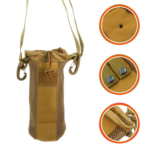 YOSADIER 1Pcs Khaki Water Bottle Shoulder Sling for Hiking Portable Protective Bag