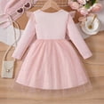 thumbnail image 5 of Rggeeun Girls Long Sleeve Bow Dress With Skirt Autumn Party Gown Toddler Baby Versatile Casual O-Neck Sundress, 5 of 6