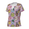 thumbnail image 2 of Goofa Cute Donuts Pattern Womens Deep V Neck Low Cut Tops Casual Summer Short Sleeve Ribbed Knit T-Shirts-XX-Large, 2 of 5