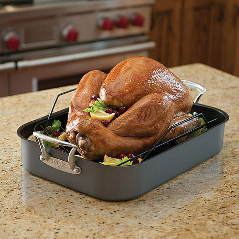 KITESSENSU Nonstick Roasting Pan with Rack 15 x 11 inch - Turkey
