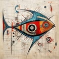 thumbnail image 3 of Poisson Abstrait - Toile 24"x24 Pouces - Impression à la Demande, 3 of 5