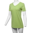 thumbnail image 5 of A2Y Women's Basic Solid Premium Cotton Short Sleeve V-neck T Shirt Tee Tops Sage S, 5 of 6