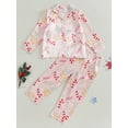thumbnail image 4 of Elippeo Kids Christmas Pajama Sets Gingerbread Man/Candy Cane Print Lapel Neck Button-up Tops Long Pant Loungewear 1 2 3 4 5 6 7 8 9 Years, 4 of 9