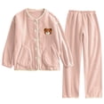 thumbnail image 1 of Teissuly Pyjamas pour Femmes Hiver Col Rond Mignon Corail Peluche Maison avec Poches Ensemble de Nuit en Peluche, 1 of 7