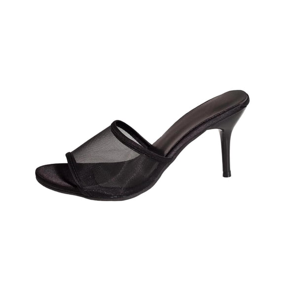 Gealkoca Stiletto Low Heels Slip On Slides Open Toe Dress Shoes for Women Summer Casual Wedding Prom Party Comfortable Dressy Pumps Shoes