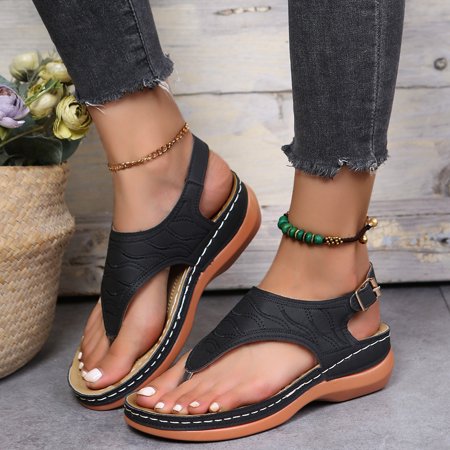 

Female Sandals Slope Heel Flip Flops Clip Toe Summer Cool Shoes