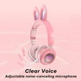 thumbnail image 4 of LANFENG Wireless Bluetooth Headphones with Microphone, Children Cute Cat Ear Girl Headphones for School, Pink Kindergarten Light up Kawaii Noise Cancelling, 4 of 6