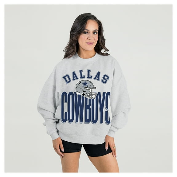 Women's Gameday Couture  Ash Dallas Cowboys Fierce Focus Premium Oversized Fleece Pullover Sweatshirt