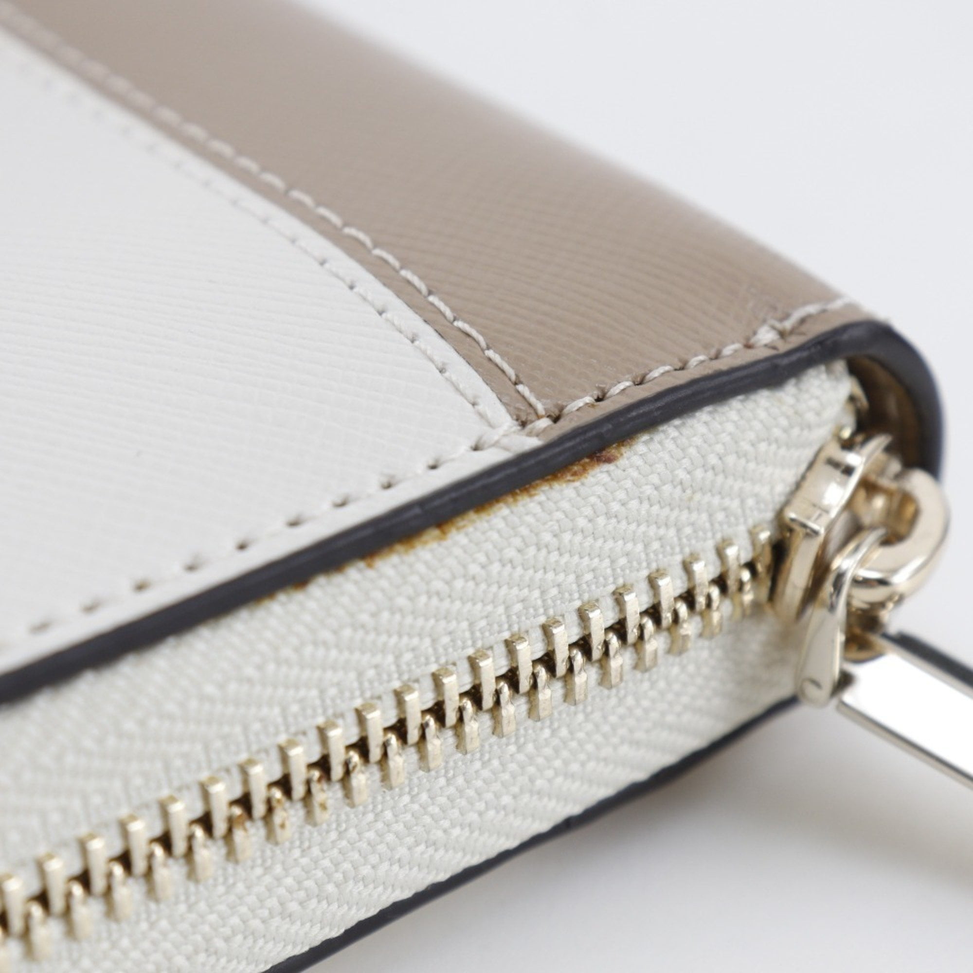 Pre-Owned Kate Spade Round Long Wallet Spencer Bicolor PWR00281 Leather White/Beige... (Good)