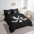 thumbnail image 3 of Homewish Kids Teens Ice Hockey Bedding Comforter Set 7 Pieces for Boys Girls, Black Gray Monogrammed Full Bedding Set, Sports Themed Fitted Sheet Flat Sheet, Microfiber Bedroom Decor, 3 of 8