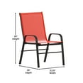thumbnail image 4 of Emma + Oliver 5 Piece Outdoor Dining Set with Tempered Glass Top Patio Table and 4 Red Flex Comfort Textilene Stacking Chairs, 4 of 12