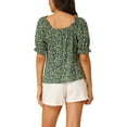 thumbnail image 3 of Allegra K Women's Sweetheart Neck Raglan Sleeve Retro Ruffle Floral Tops, 3 of 6