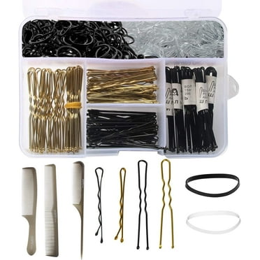 ZYNERY 320 Pcs Bobby Pins & Hair Bands Set Including 100 Bobby Pins, 100 U Shape Hair Pins, 120 Pcs Hair Bands and 3 Hair Combs with Storage Box for Women/Girls