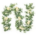 thumbnail image 1 of Paquete de 2 Guirnaldas de Eucalipto con Rosa ChampáN, Guirnalda Verde una Granel de Seda Artificial Floral Hojas de Eucalipto Vides (A), 1 of 5