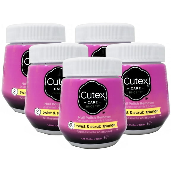 Cutex Nail Polish Remover Twist & Scrub Sponge, 1.75 Oz. - Pack of 5