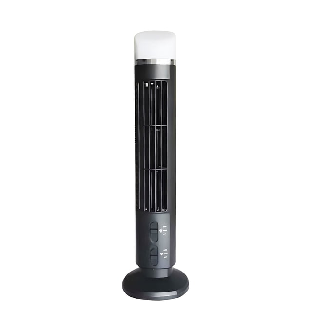 yeacher 15" Mini 360掳 Rotating Tower Fan with 2 Speed Settings, Vertical Fan, Black White