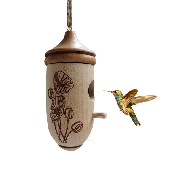 Wooden Hummingbird House, Wooden Hummingbird House for Nature Lovers, Hummingbirds Birdhouse,Hummingbirds Houses for Outside Hanging Small Bird Nesting Box for Birdlover