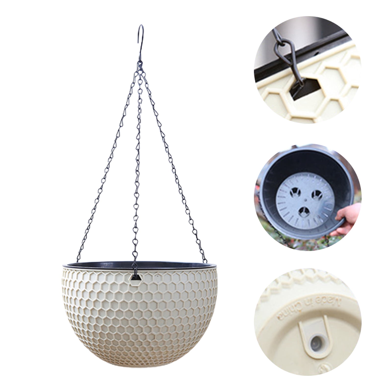 Dengjunhu Resin Round Hanging Planter Baskets for Indoor and Outdoor Plants-Perfect for Porches and Patio Decor