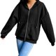 thumbnail image 1 of Chaqueta Con Capucha De Mezcla De Algodón De Color Sólido Para Mujer Con Capucha Con Capucha Suelta Top Negro 2xl Sunnimix Chaqueta con capucha para mujer, 1 of 8