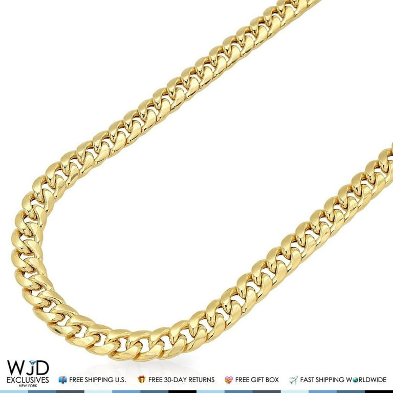 14k Yellow Gold Hollow 6mm Miami Cuban Chain Necklace 24