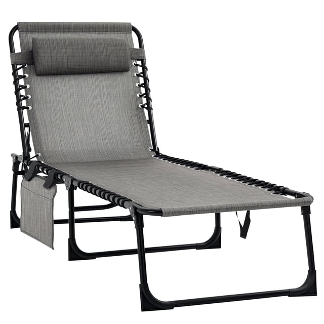 Outsunny Chaise Longue Pliante, Chaise de Bronzage Inclinable avec Dossier Réglable
