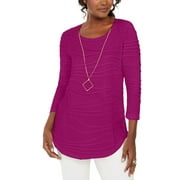 JM Collection Women's Wavy Textured Knit Top Pink Size Large