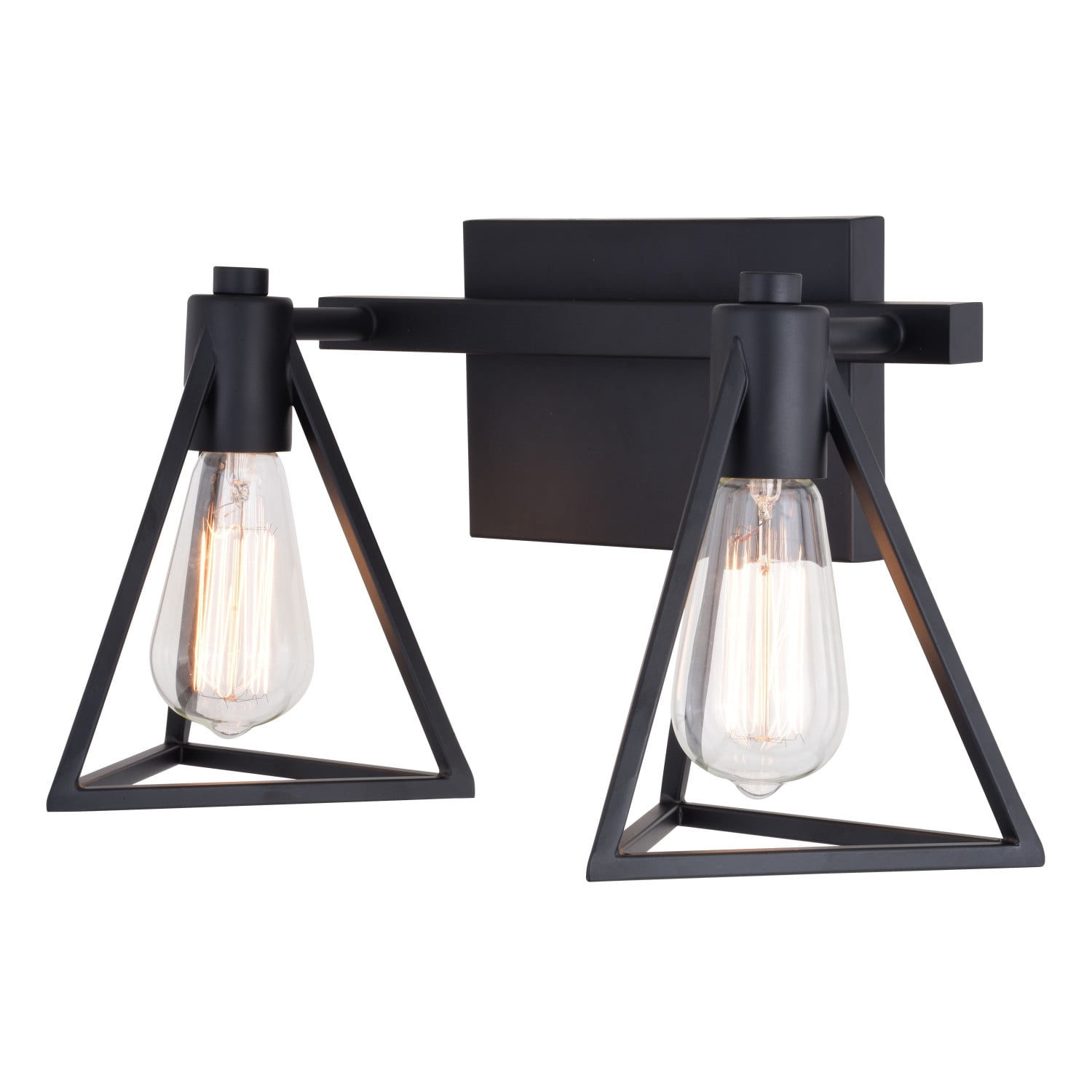Ravenna 2 Light Matte Black Bathroom Vanity Fixture Metal Cage Shade, LED Compatible