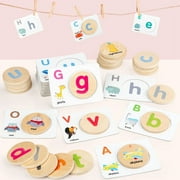 Windlim English Spelling Blocks Game ABC Learning Toys Alphabet Match Cognitive Flash Cards Early Teach Toddler 26 Letters & Words 52 Double-Sided Preschool Recognition Toy for Girl Boy Kid
