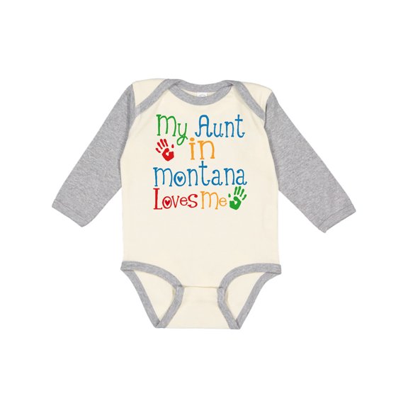 Inktastic My Aunt in Montana Loves Me Boys or Girls Long Sleeve Baby Bodysuit