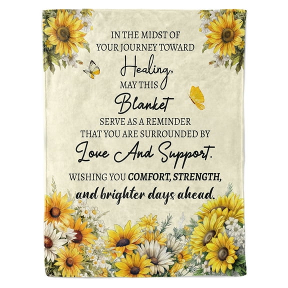Funnil Healing Blankets Gifts for Recovery, Flower Throw Blankets Get Well Soon Gift, 50"x60",Yellow