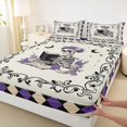 thumbnail image 4 of Manfei Spooky Halloween Print Bed Sheets,Purple Floral Full Size Sheets,4-Piece,1 Flat Sheet, 1 Fitted Sheet and 2 Pillowcases, 4 of 6