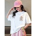 thumbnail image 1 of Tween Girl Pocket Bear Print Casual Comfortable Short Sleeve T-Shirt, for Summer Cool Top, 1 of 5