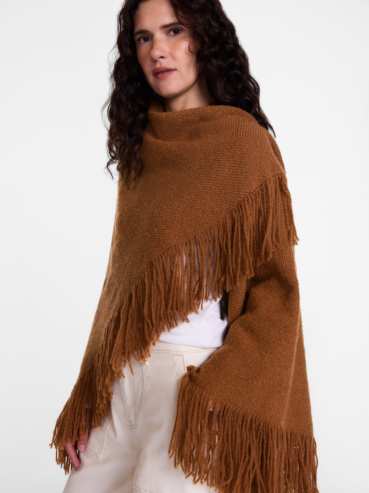 Scenario Women's Fringe Shawl, Caramelized