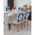 thumbnail image 5 of Chair Covers Set of 4, Abstract Bohemian Navy Blue, Removable Stretchable Parsons Chair Slipcovers Protector for Dining Room, Floral Vintage Tribal, 5 of 6