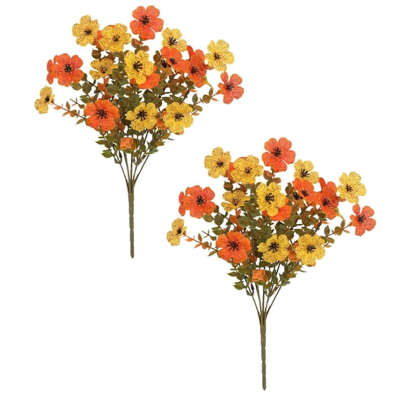 Artificial Fall Flowers For Outside, 2 Bundles Multicolor Faux Daisy Decor for Porch Patio Yard Balcony