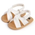 thumbnail image 3 of Infant Baby Girls Boys Sandals Summer Bowknot Crib Shoes Toddler Pu Leather Flower Soft Rubber Sole Dress Flats First Walker Shoes, 3 of 7
