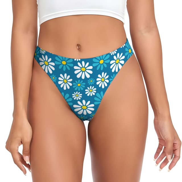 Balery Daisies Flowers Tangas de Algodón para Mujer con Estampado – Ropa Interior Sexy, Transpirable, G-string-X-Large