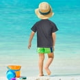 thumbnail image 4 of FORMRS Boys Rash Guard Short Sleeves Swim Shirt Quick Dry UPF 50+ Sun Protection, Sizes 3-12T, Green Geometric, 4 of 6