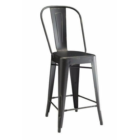 - Traditional Metal Counter Height Chair, Black, Set of 2
