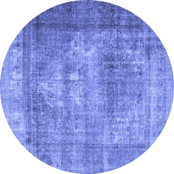 Ahgly Company Machine Washable Indoor Round Persian Blue Traditional Area Rugs, 6' Round