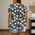 thumbnail image 4 of Tdoqot Womens Plus Size Graphic Shirts- Short Sleeve Loose Fit Casual Henley Shirts Summer Tunic Tops Blouse Black Size 2XL, 4 of 6