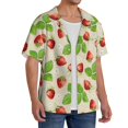 thumbnail image 2 of PAYOHTO Watercolor Strawberry Mens Hawaiian Casual Short-sleeved Shirt Tropical Summer Beach Button Down Shirts, 2 of 7