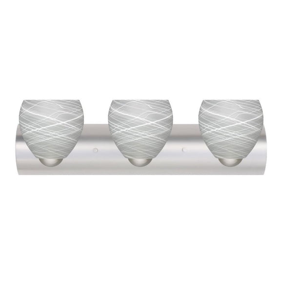 3WZ-412260-SN-Besa Lighting-Bolla-Three Light Bath Vanity-22.44 Inches Wide by 6.88 Inches High-Satin Nickel Finish-Cocoon Glass Color-Incandescent