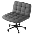 thumbnail image 3 of Pirecart Criss Cross Legged Chair, Comfy Swivel Armless Chair with Wheels and Wide Cushion, Height Adjustable Vanity Chair for Bedroom, Office, Desk, Linen, Gray, 3 of 10