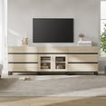 thumbnail image 2 of Modern TV Stand For Tvs Up To 100 Inch, 3 In 1 TV Console With Glass Doors And 7 Drawers, Media Console With Adjustable Shelf For Living Room, Bedroom,Beige, 2 of 12